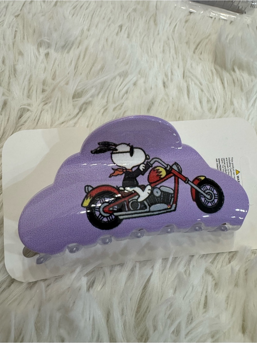 Purple Snoopy Motorcycle rider Hair Clip claw
